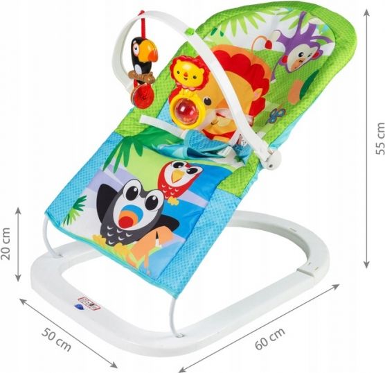ECO TOYS Eco toys Kojenecké lehátko s vibrací a hudbou 3v1 - Animals  zelené,modré - obrázek 5