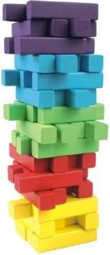 Teddies Teddies Hra Jenga věž dřevo 60ks barevných dílků hlavolam v krabičce 7,5x27,5cm - obrázek 1