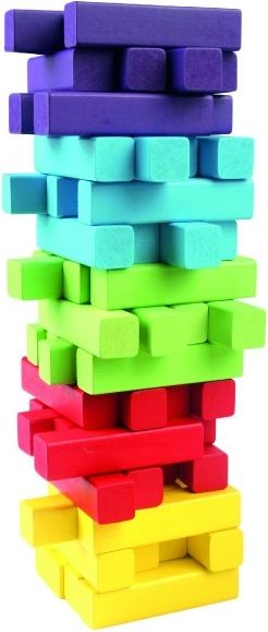 Teddies Teddies Hra Jenga věž dřevo 60ks barevných dílků hlavolam v krabičce 7,5x27,5cm - obrázek 3