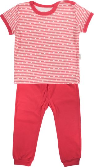 Mamatti Bavlněné pyžamko Mamatti Love Girl - krátký rukáv - červené 80 (9-12m) - obrázek 1
