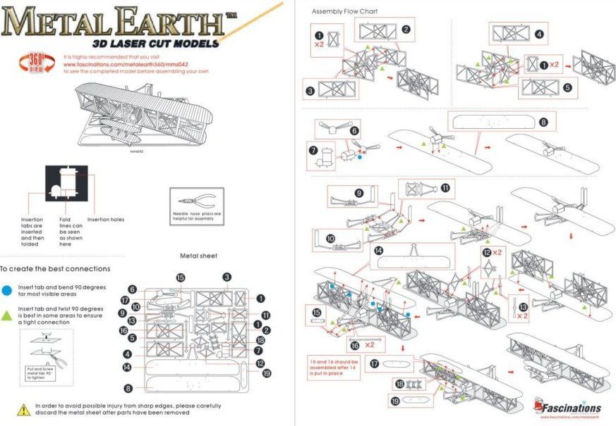 METAL EARTH 3D puzzle Letadlo bratrů Wrightových - obrázek 4