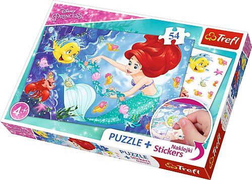TREFL Puzzle se samolepkami Disney princezny: Ariel 54 dílků - obrázek 1