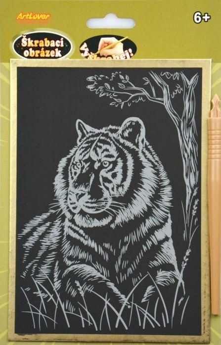 ARTLOVER Zlatý škrabací obrázek - Tygr v trávě - obrázek 1