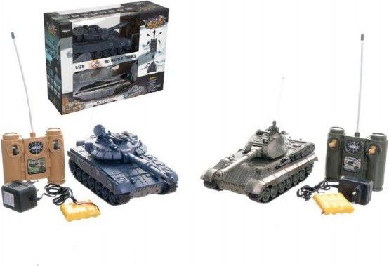 Teddies 58805 Tank RC 2ks 36cm+dobíjecí pack tanková bitva se zvukem se světlem v krabici - obrázek 1