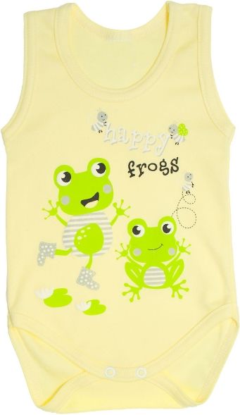 MBaby MBaby Body na ramínka Žabky vel. 74 - žluté 74 (6-9m) - obrázek 1