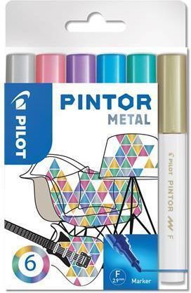 Set dekorativních popisovačů "Pintor F", metalická, 6 barev, 1 mm, PILOT, set 6 ks - obrázek 1