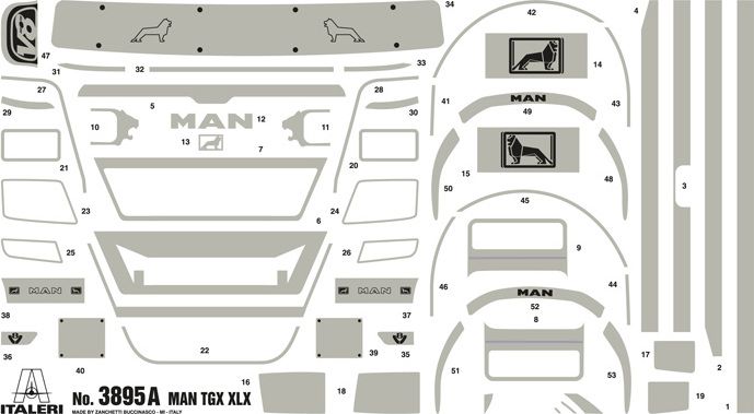 ITALERI Model Kit truck 3895 - MAN TGX XLX (1:24) - obrázek 6