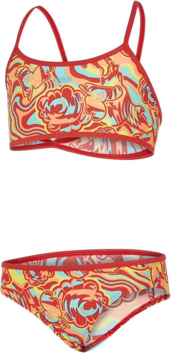Speedo Colourmelt Allover Crop Top 2 Piece - watermelon/fluo orange/spearmint 164 - obrázek 1