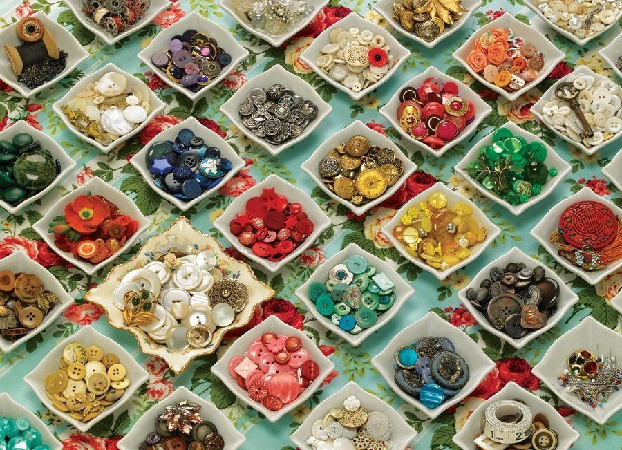 COBBLE HILL Puzzle Babiččiny knoflíky 1000 dílků - obrázek 1