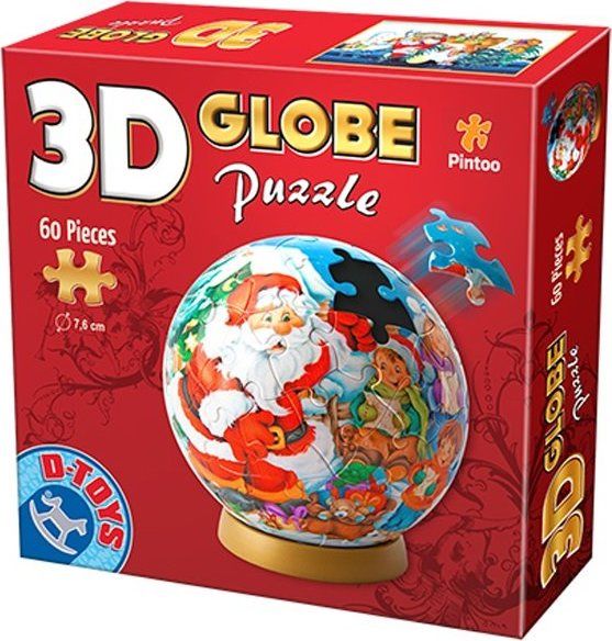 D-TOYS 3D Globe puzzle Vánoce se Santou 60 dílků - obrázek 1