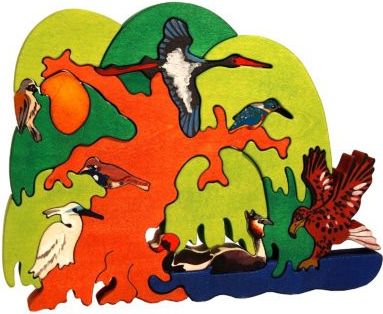 FAUNA Dřevěné puzzle Ptačí strom: Evropští vodní ptáci - obrázek 1