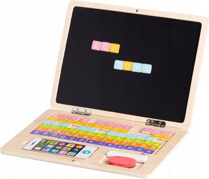 ECO TOYS Eco toys Dřevěný notebook s magnetickým monitorem - obrázek 1