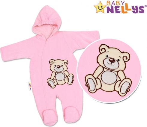 BABY NELLYS Kombinézka/overálek Teddy Bear, velikost: 74 - růžová - obrázek 1
