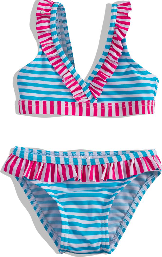 Dívčí plavky PEBBLESTONE PROUŽKY tyrkysové Velikost: 92-98 - obrázek 1