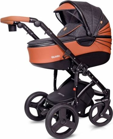 Kočárek Coto Baby 2 v 1 QUARA Eco - tm. šedá, hnědá - obrázek 1