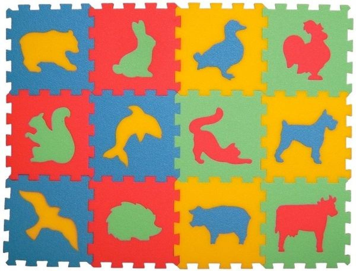 Malý Génius Pěnové puzzle koberec Zvířátka 12ks - obrázek 1