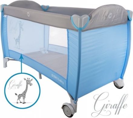 Dětská cestovní postýlka Giraffe - šedá, modrá - obrázek 1