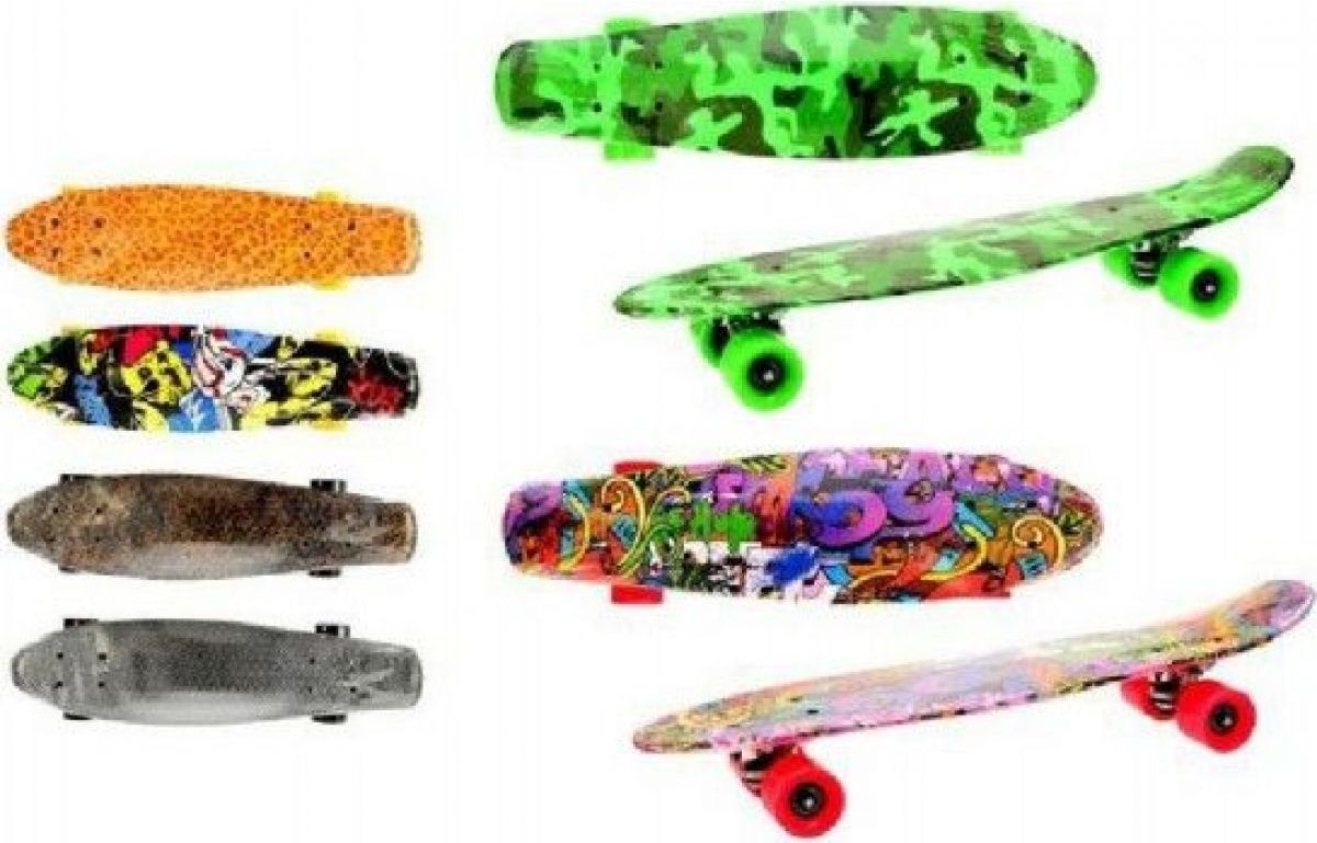 Teddies Skateboard plast 60 cm - Žlutá tygrovaná - Hnědá metal - obrázek 1