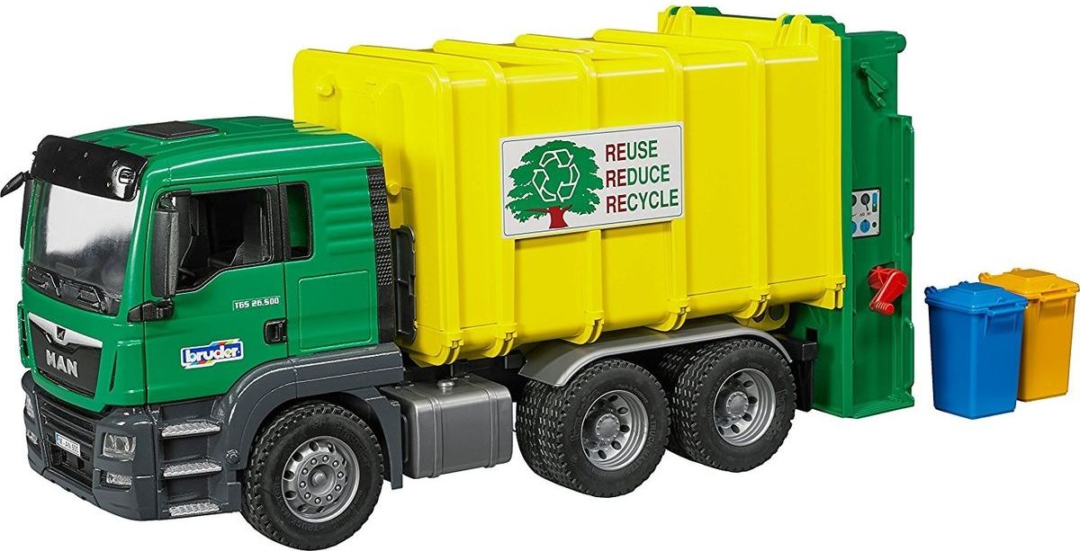 Bruder 3764 Man TGS popelář zelený - obrázek 1