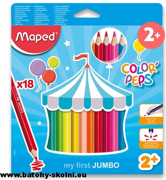 Trojhranné silné pastelky Maped 18 barev Color´Peps Jumbo - obrázek 1