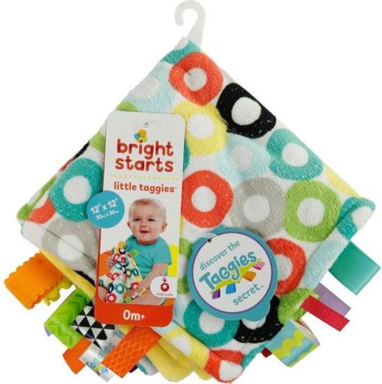 BRIGHT STARTS Dečka mazlící Little Taggies kroužky 30x30cm, 0m+ - obrázek 2