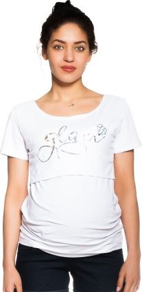Be MaaMaa Těhotenské/kojicí triko Glam - bílé, vel. L - obrázek 1