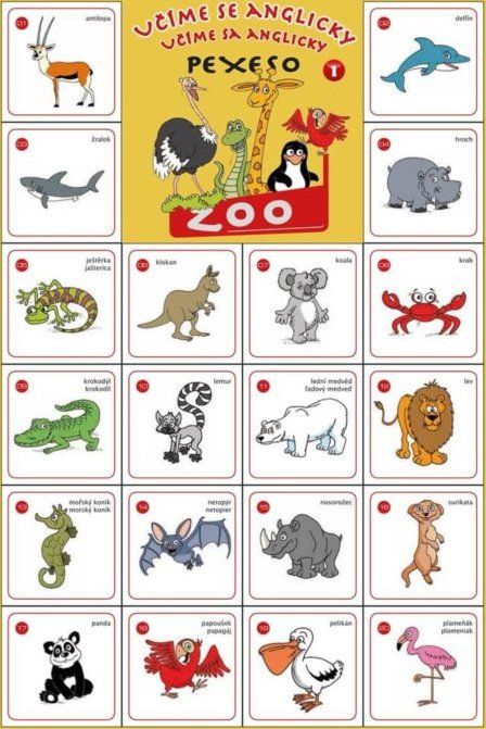 MIČÁNEK Rodinná hra Pexeso Učíme se anglicky: ZOO - obrázek 1