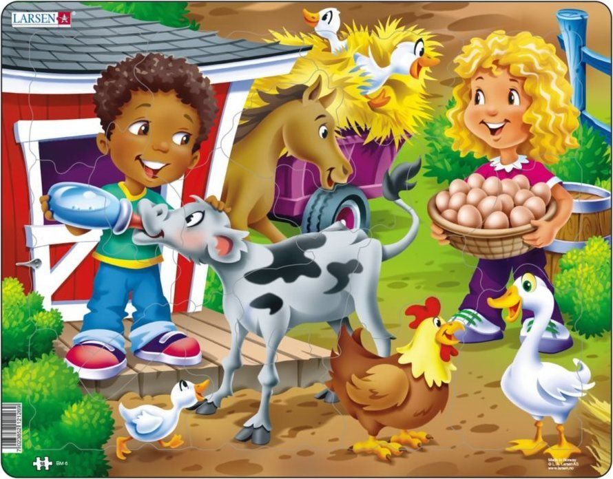 LARSEN Puzzle Krmíme telátko 18 dílků - obrázek 1