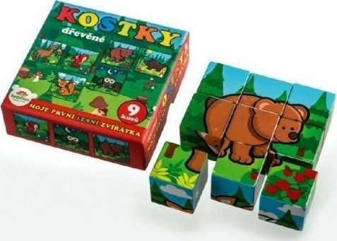 TEDDIES Obrázkové kostky Moje první lesní zvířátka, 9 kostek - obrázek 2