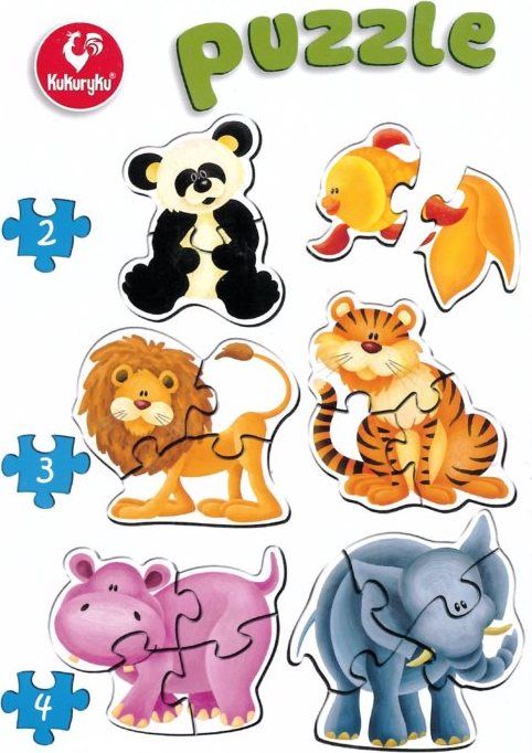 KUKURYKU Baby puzzle Zvířátka ze ZOO 6v1 (2-4 dílky) - obrázek 2