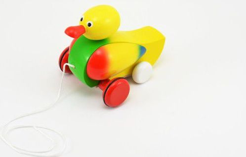 Teddies Kačer tahací žlutý dřevo 16cm - obrázek 2