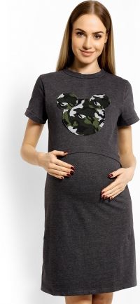 Be MaaMaa Těhotenská, kojící noční košile Minnie, L/XL - grafit - obrázek 1