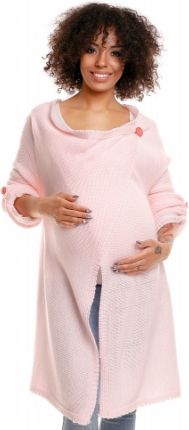 Be MaaMaa Těhotenský přehoz/kardigan, zapínání na knoflík - růžový melír - obrázek 1