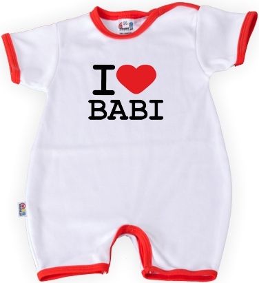 Baby Dejna Body kr. rukáv s nohavičkami I Love Babi, vel. 74, K19 - obrázek 1