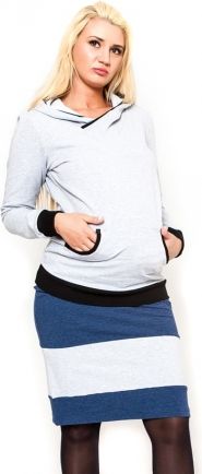 Těhotenská sukně Be MaaMaa - LORA jeans/sv. šedé - obrázek 1