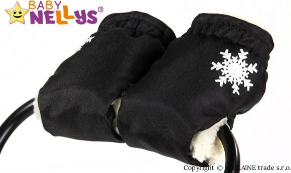 Baby Nellys Rukávník ke kočárku VLNA VLOČKA - černý - obrázek 1