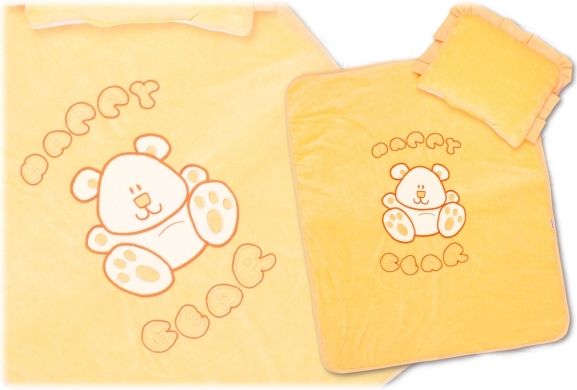 TERJAN Sada do kočárku velur - Happy Bear - broskvová - obrázek 1