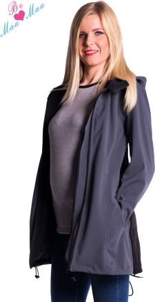 Be MaaMaa Těhotenská softshellová bunda,kabátek - šedá/grafit - obrázek 1