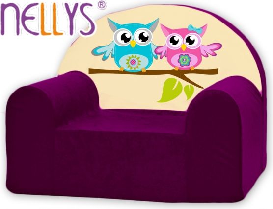 Dětské křeslo Nellys - Sovičky Nellys fialové - obrázek 1