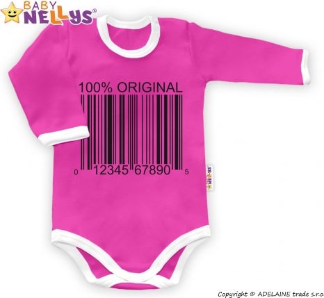 Baby Nellys Body dlouhý rukáv 100% ORIGINÁL - růžové/bílý lem - obrázek 1