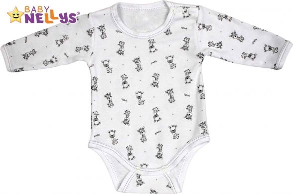 Body dlouhý rukáv Baby Nellys® - Giraffe - šedá - obrázek 1