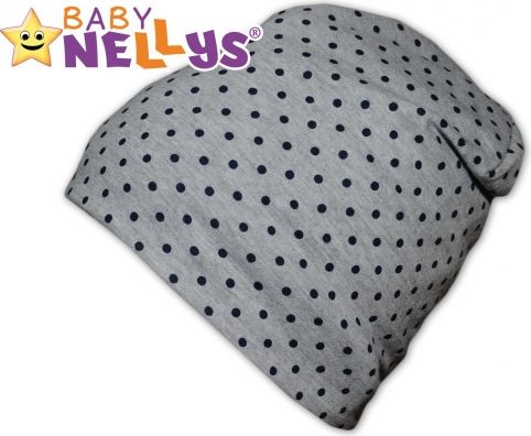 Bavlněná čepička s granátovými puntíky Baby Nellys ® - šedá - obrázek 1
