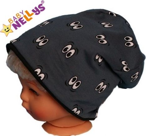 Bavlněná čepička s očičkami Baby Nellys ® - grafit - obrázek 1