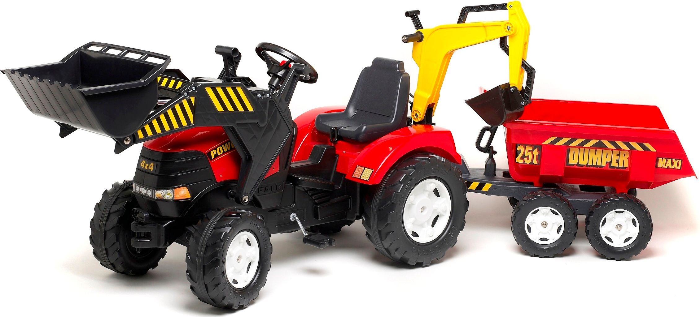 Falk Traktor Power Loader s přední a zadní lžící + vlek - obrázek 1