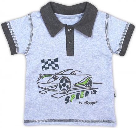 Bavlněné tričko/polo NICOL AUTO - krátký rukáv - melír sv. modrá - obrázek 1