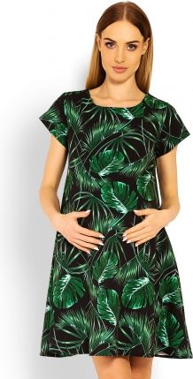 Be MaaMaa Elegantní volné těhotenské šaty, tunika, kr. rukáv - jungle, vel. XXL - obrázek 1