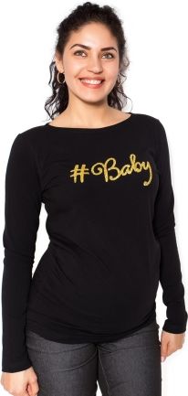 Be MaaMaa Těhotenské triko dlouhý rukáv Baby - černé - L - obrázek 1