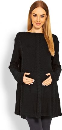 Be MaaMaa Elegantní těhotenský svetřík/tunika - černý - obrázek 1