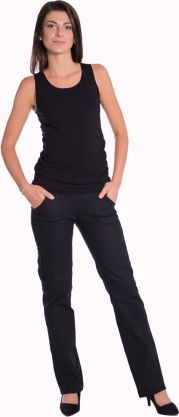 Be MaaMaa Bavlněné, těhotenské kalhoty s kapsami - černé, vel. XXL - obrázek 1