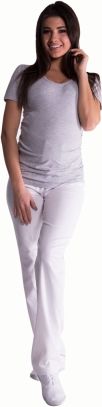 Be MaaMaa Bavlněné, těhotenské kalhoty s regulovatelným pásem - bílé, vel. M - obrázek 1